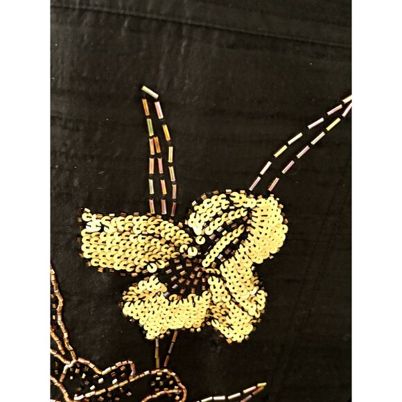 VINTAGE 100% Silk Black Embellished "Jean" Style Jacket by Kelly & Diane Size 10 - Picture 6 of 7